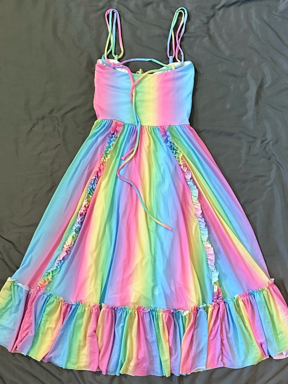 Blackmilk Rainbow Ice Cream Frills on Frills Midaxi Dress XS NWT Pastel Boho - Picture 7 of 11